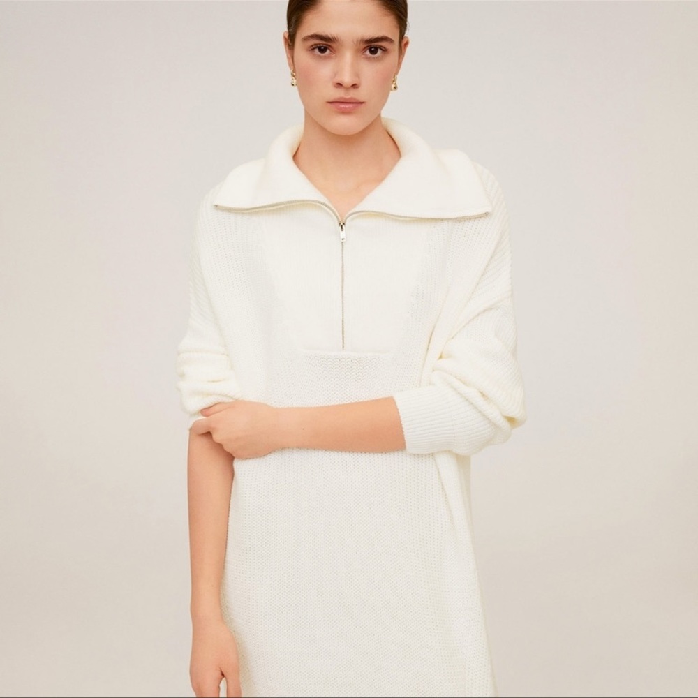 Mango Half Zip Zipper Sweater Dress